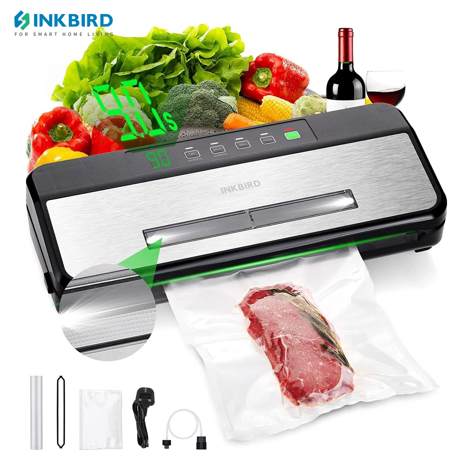 Food Storage Vacuum Sealer Machine - INKBIRD 스타터 키트 포함 3 진공기-80KPA