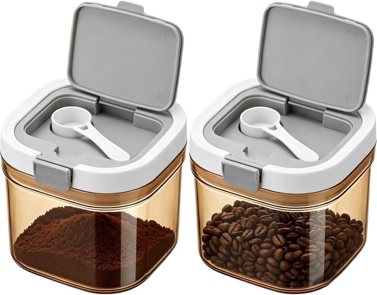 Food Storage Jars Airtight - 2개 세트 커피 캐니스터(스쿱 포함) 밀폐형