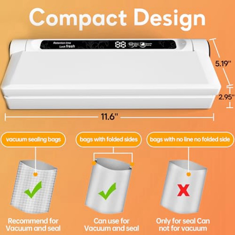 M10K 식품 진공 밀봉기, 75KPA 강력한 흡입력, - Food Storage Vacuum Seal Bags 리뷰 및 가격