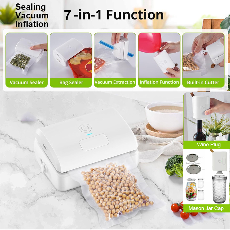 독특한 7 in 1 자동 홈 미니 충전식 진공 실러 펌 - Food Storage Vacuum Seal Bags 리뷰 및 가격