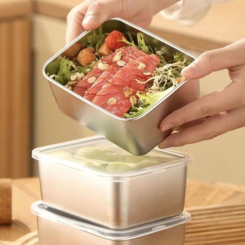 플라스틱 뚜껑이 있는 스테인리스 스틸 냉장고 식품 보관 - Food Storage And Preparation 리뷰 및 가격