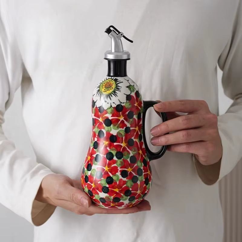 꽃무늬 세라믹 올리브 오일 병 간장 식초 다기능 주방  - Food Storage In Plants 리뷰 및 가격