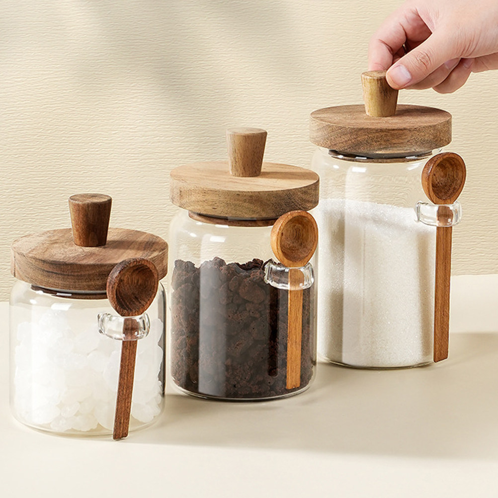 투명 유리 식품 보관 용기, 밀폐형 나무 뚜껑 커피 용 - Food Storage Jars Airtight 리뷰 및 가격