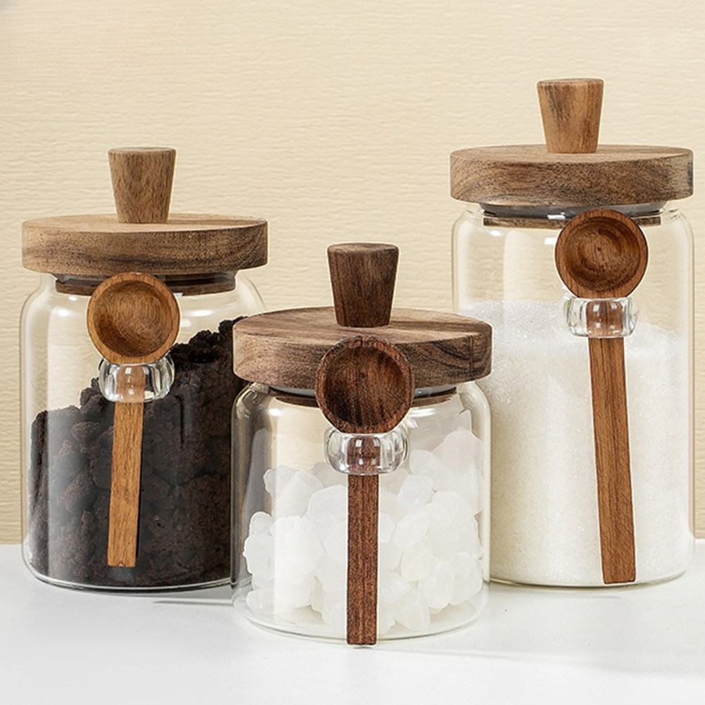 투명 유리 식품 보관 용기, 밀폐형 나무 뚜껑 커피 용 - Food Storage Jars Airtight 리뷰 및 가격