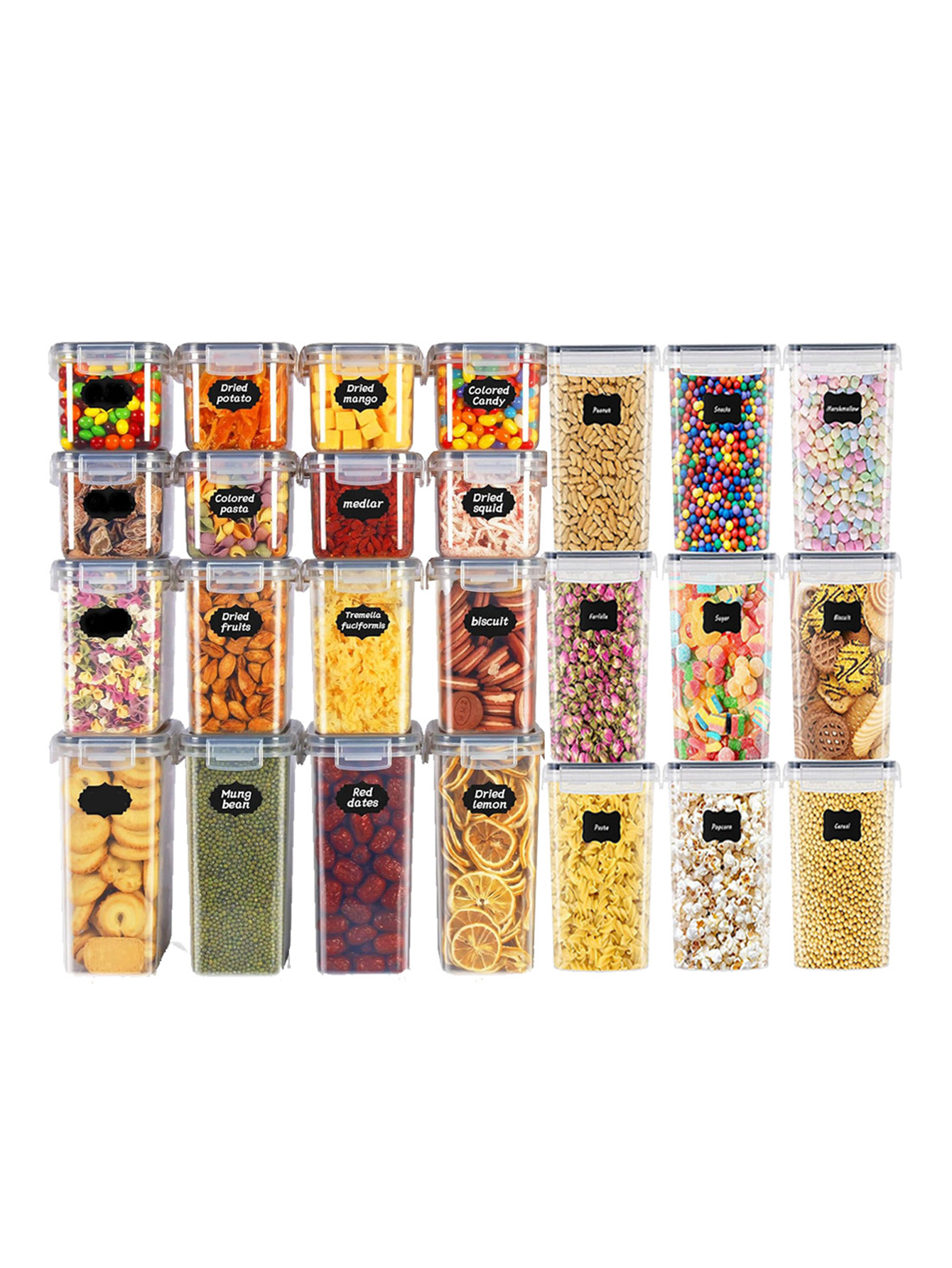 48개, 뚜껑이 있는 밀폐형 식품 보관 용기, 플라스틱 - Food Storage Jars Airtight 리뷰 및 가격